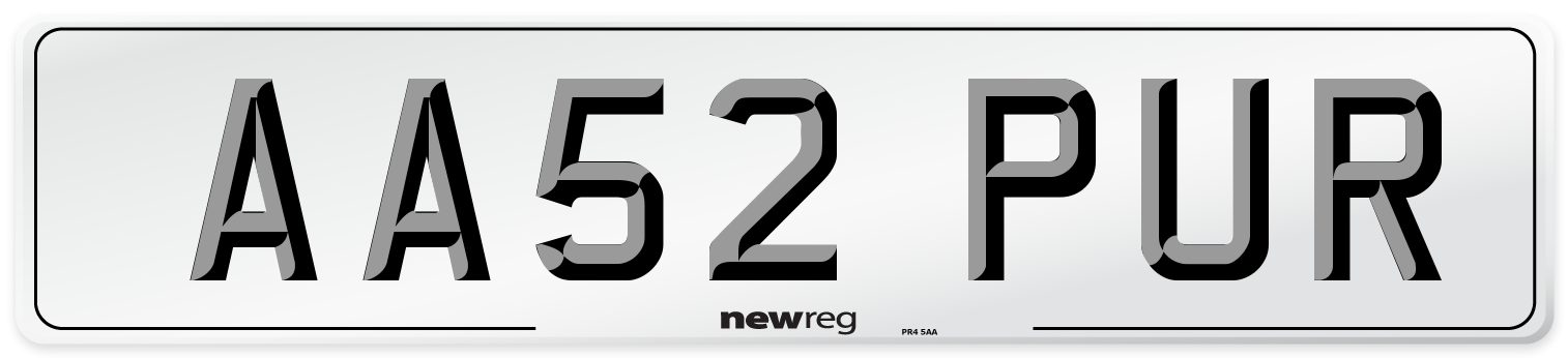 AA52 PUR Number Plate from New Reg